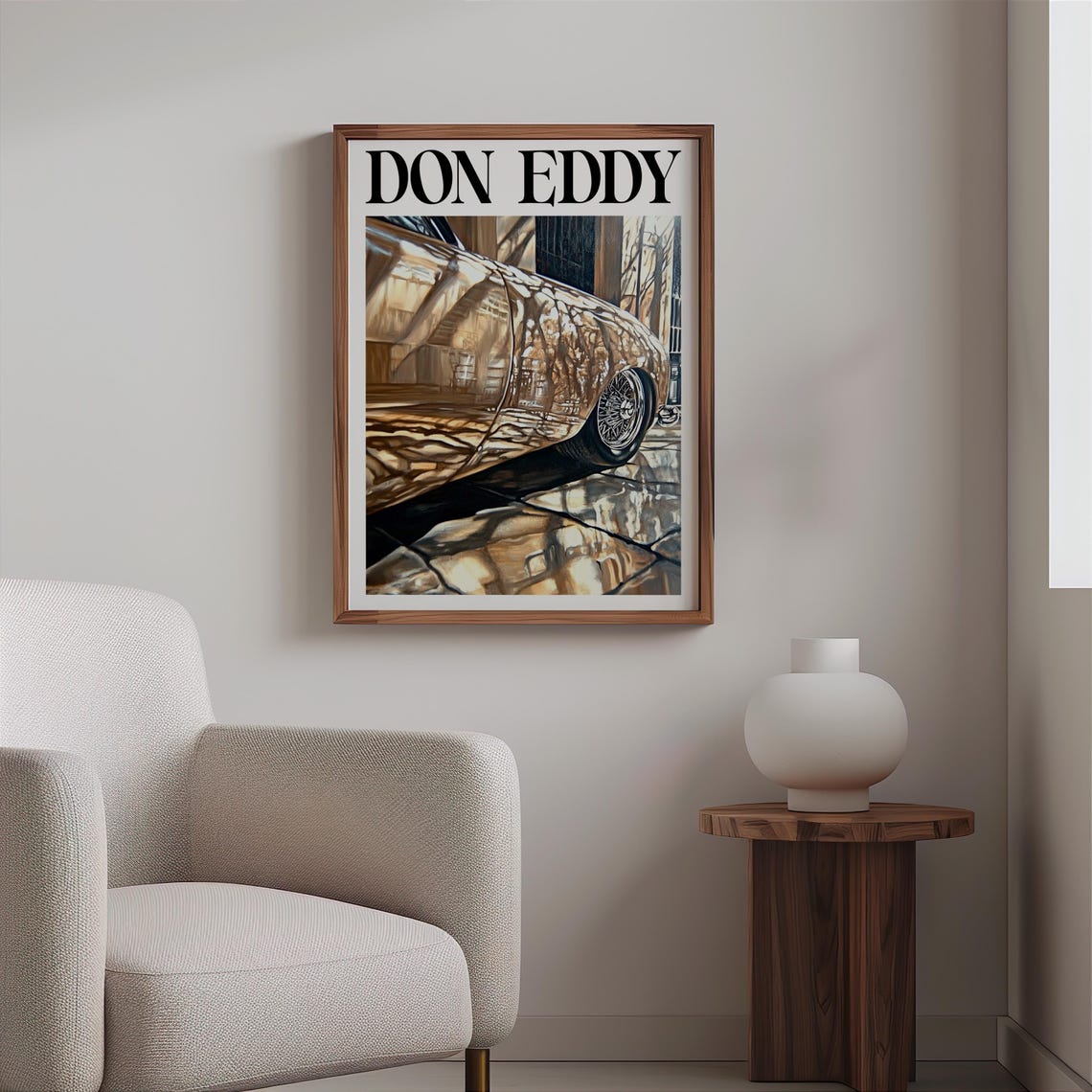 Don Eddy Style Gold Classic Car Roofline Tree Reflection Art Poster - Image 2