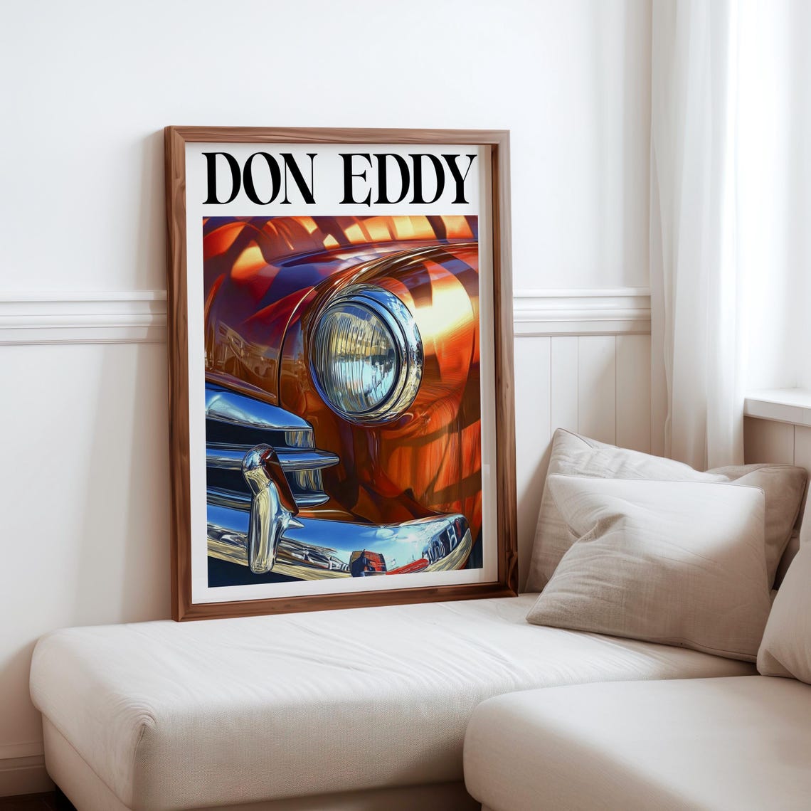 Don Eddy Style Orange Classic Headlight Chrome Grille Art Poster