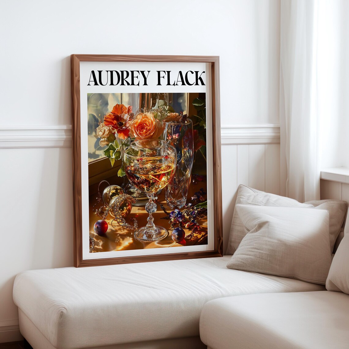 Audrey Flack Punch Bowl Roses Amber Glass Jewelry Still Life Print