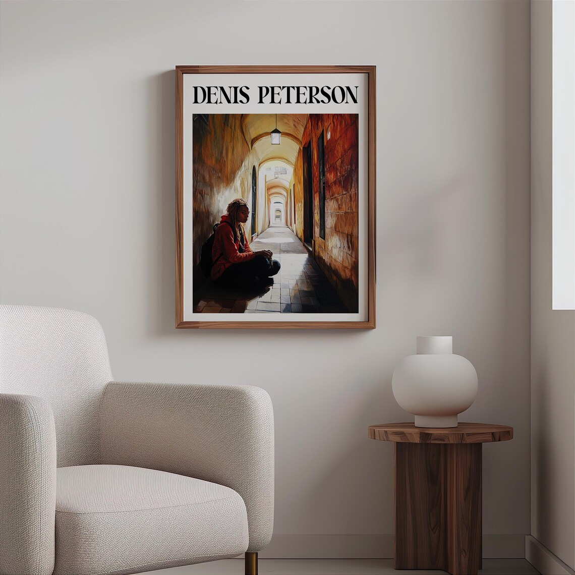Denis Peterson Figure in Arched Corridor Lantern Light Painting Poster - Image 2