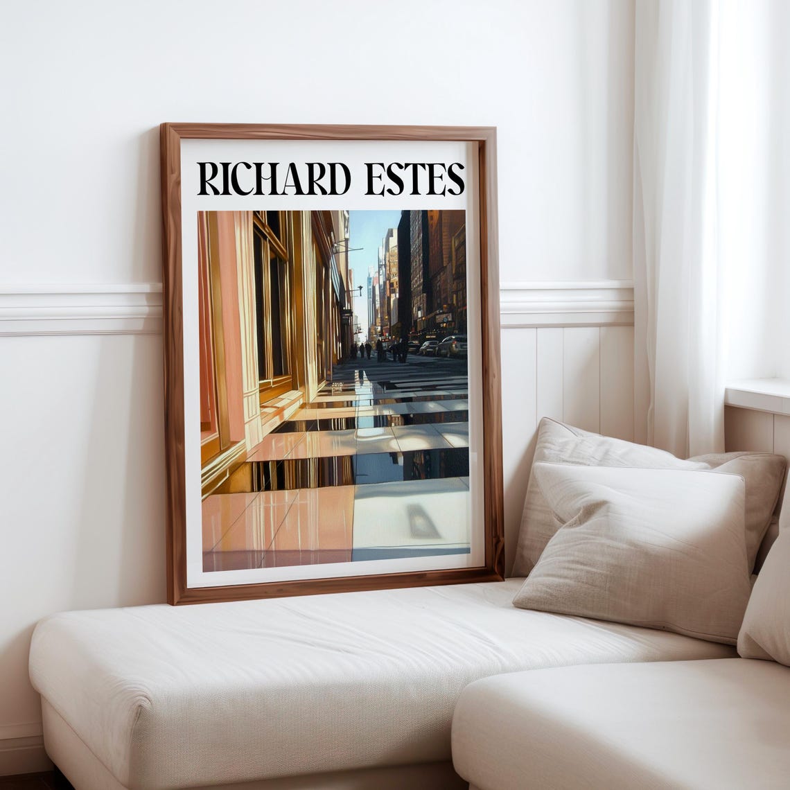 Rose Gold Storefront Windows Crosswalk Photorealism City Art Poster