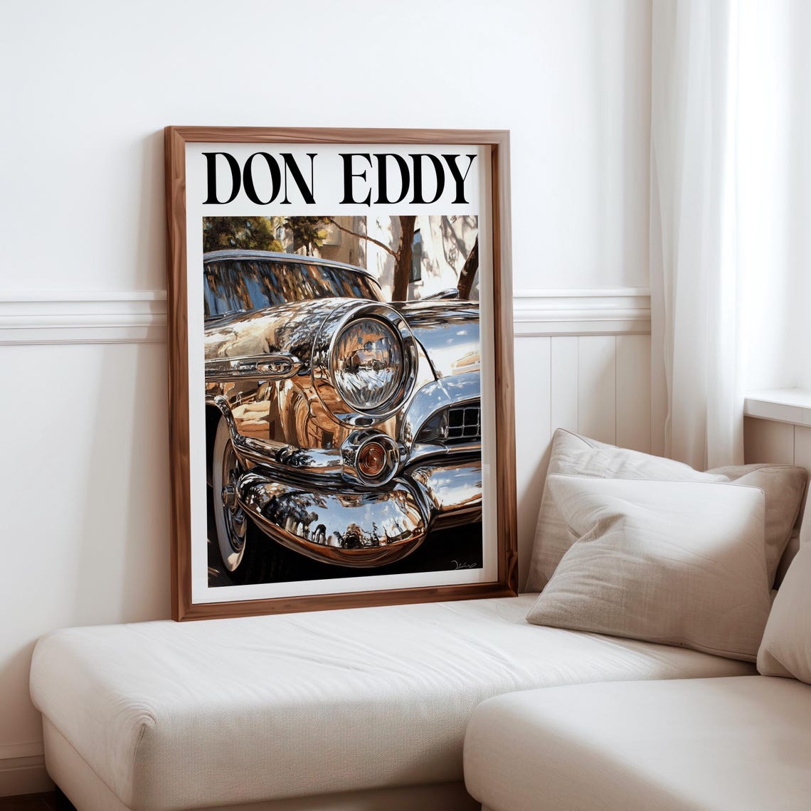 Don Eddy Style Chrome Classic Car Front Bumper Warm Light Poster