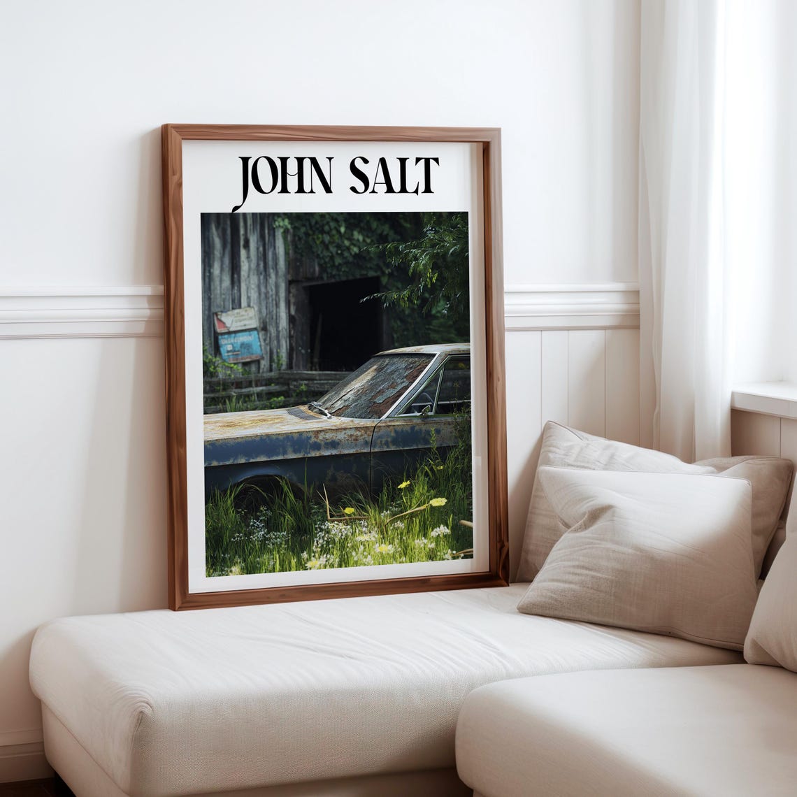 John Salt Inspired Photorealistic Abandoned Car Art Poster Echoes Of The Past Vintage Americana Photorealistic Abandoned Car Print
