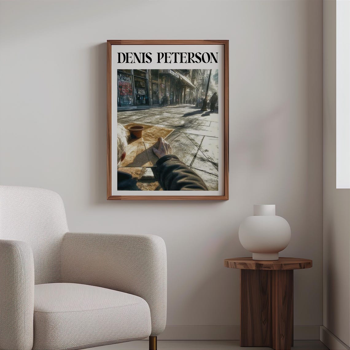 Denis Peterson Outstretched Hand Beggar View City Sidewalk Art Poster - Image 2