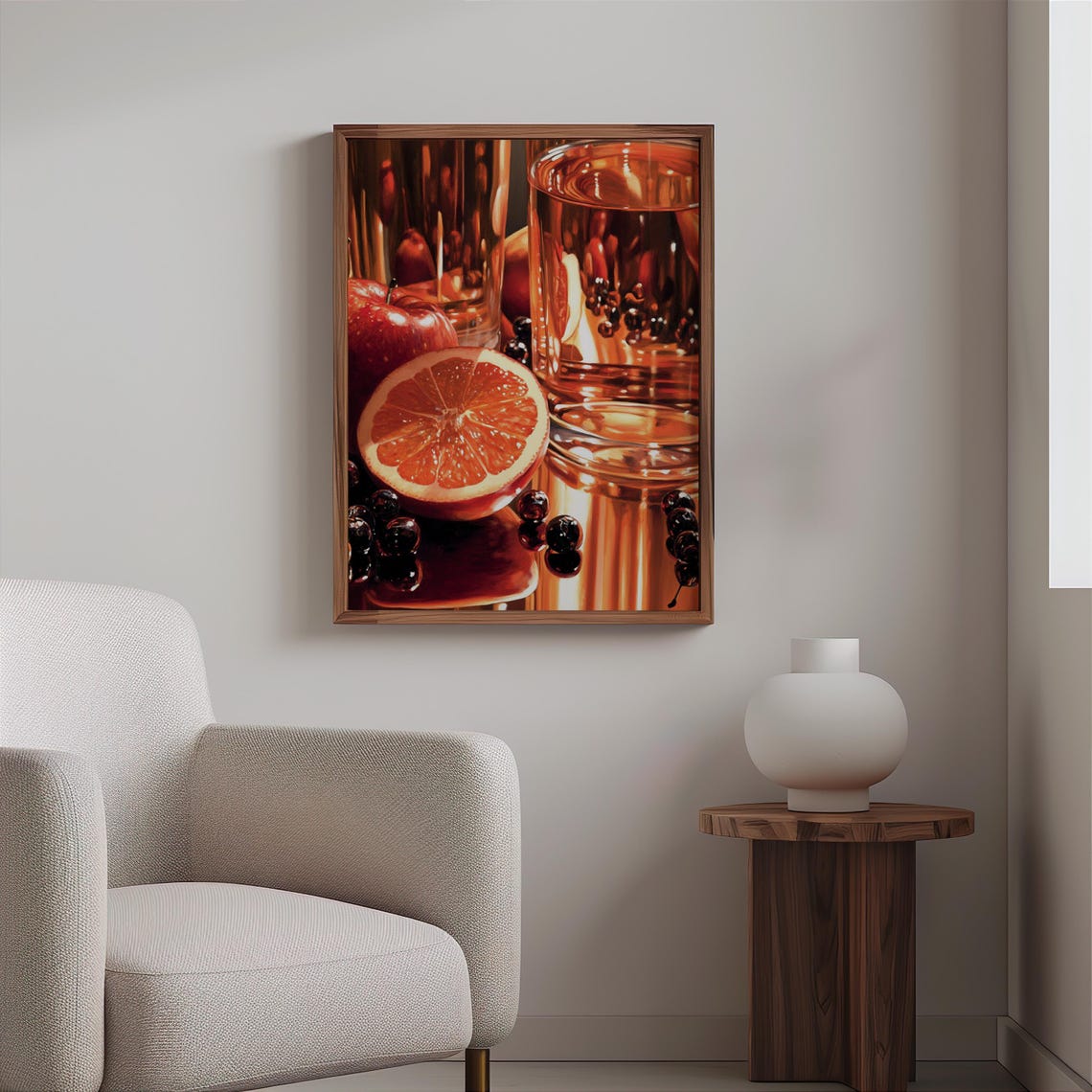 Whiskey Glasses Blood Orange Black Currants Amber Reflections Print - Image 2