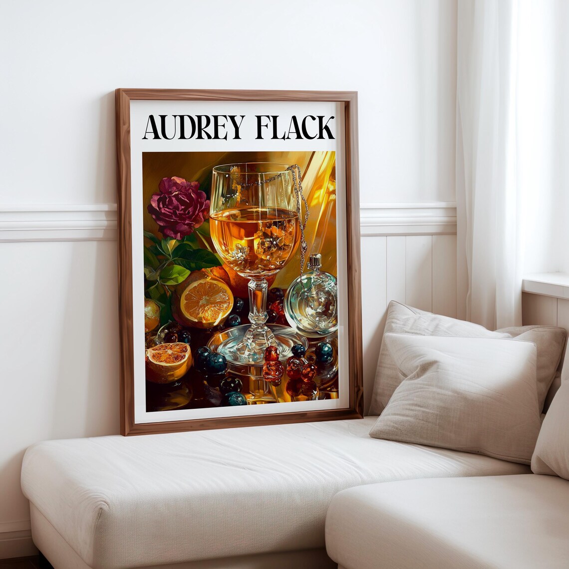Audrey Flack Wine Glass Citrus Blueberries Golden Still Life Print