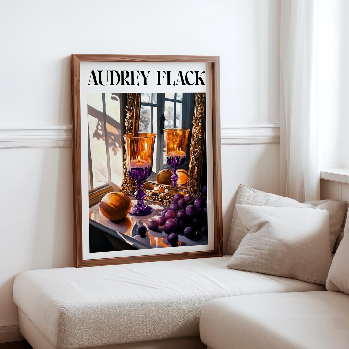 Audrey Flack Inspired Purple Amber Glass Goblets Grapes Poster