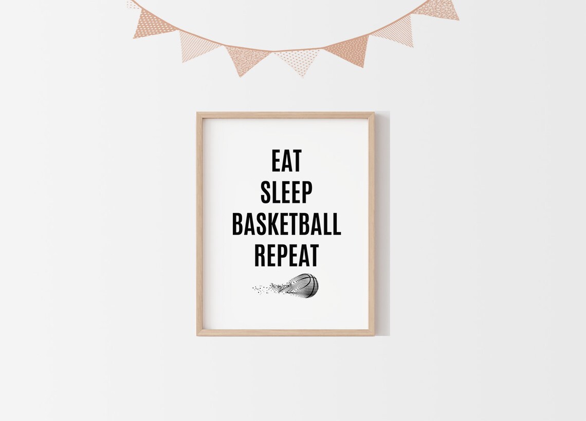 Eat Sleep Basketball Repeat Bold Typography Sports Fan Poster - Image 2