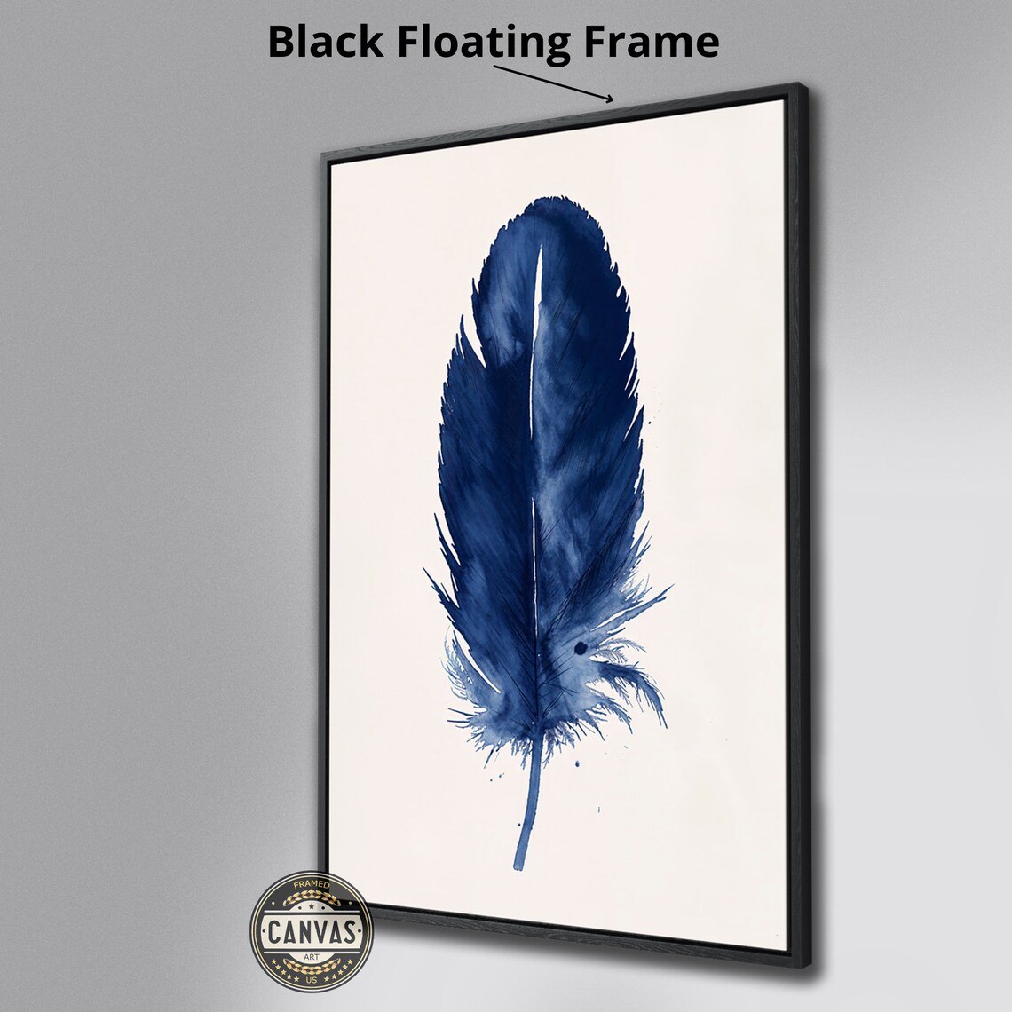Blue Feather Watercolor Art Print, Minimalist Quill - Image 3