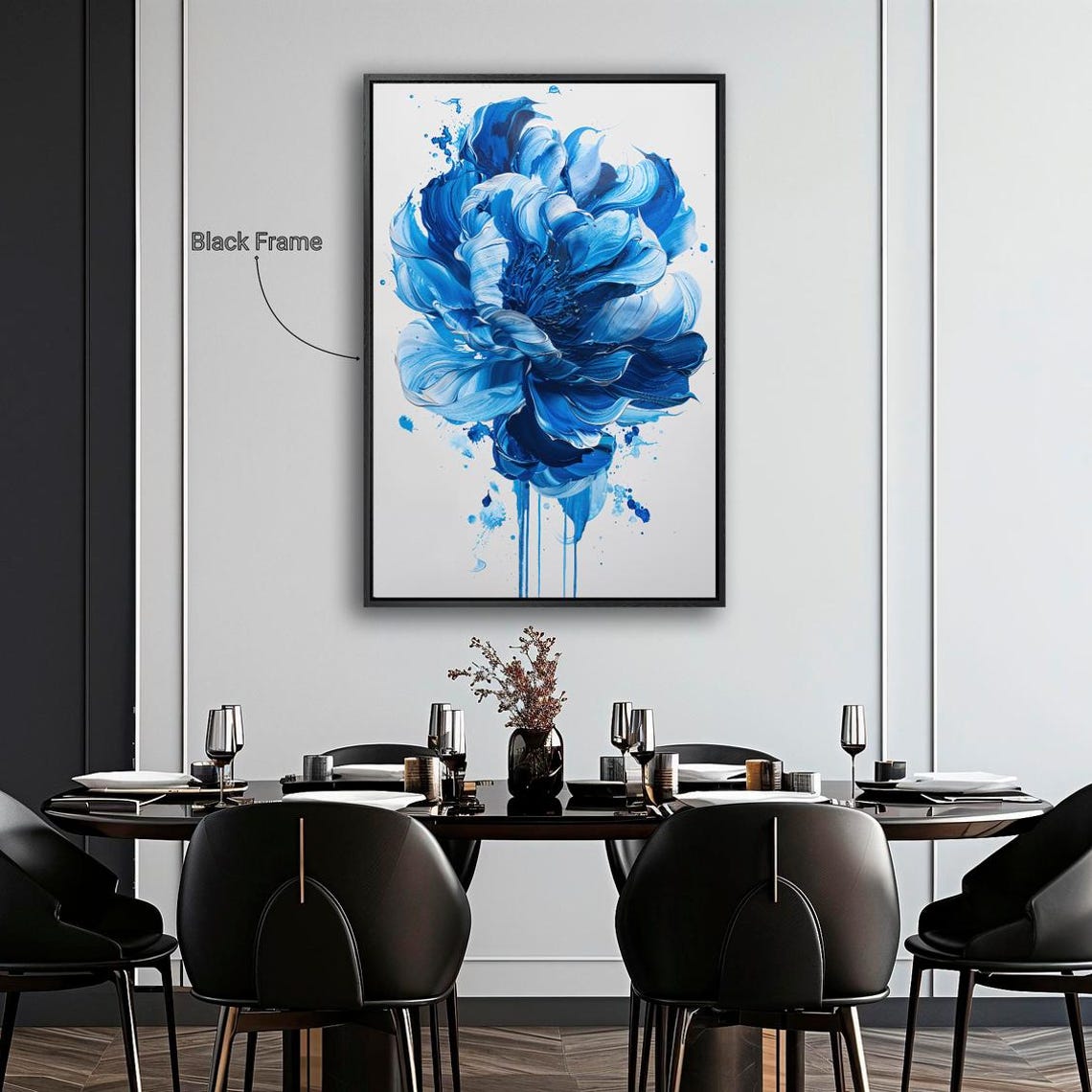 Vibrant Blue Flower Abstract Thick Paint Splash Floral Poster - Image 3