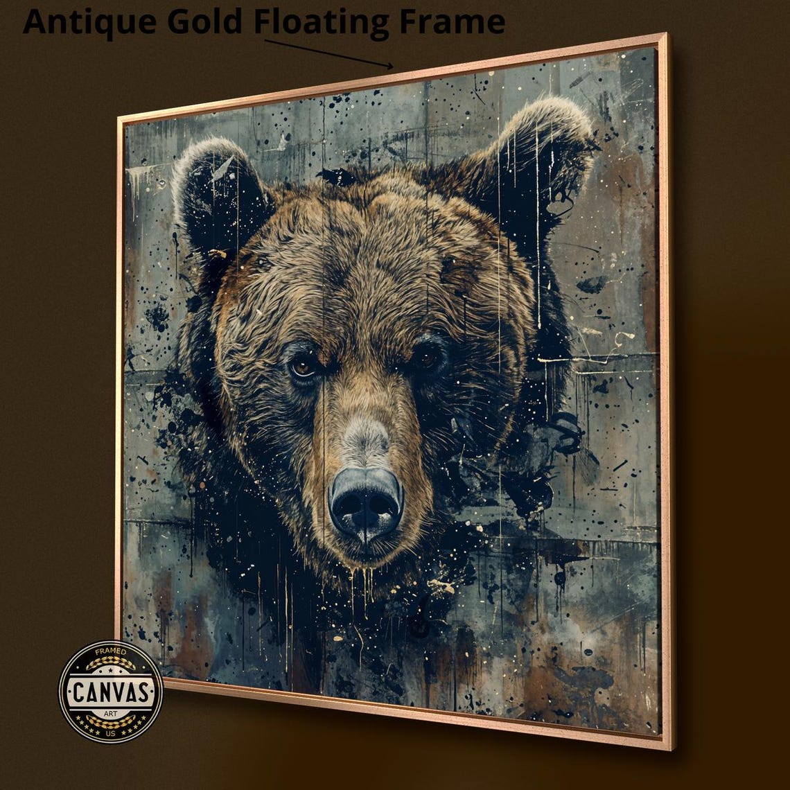 Grizzly Bear Grunge Portrait Urban Splash Abstract Wildlife Art Poster - Image 3