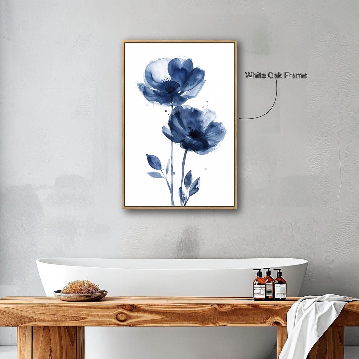 Blue Watercolor Flowers Bloom Pair Botanical Minimalist Poster - Image 3