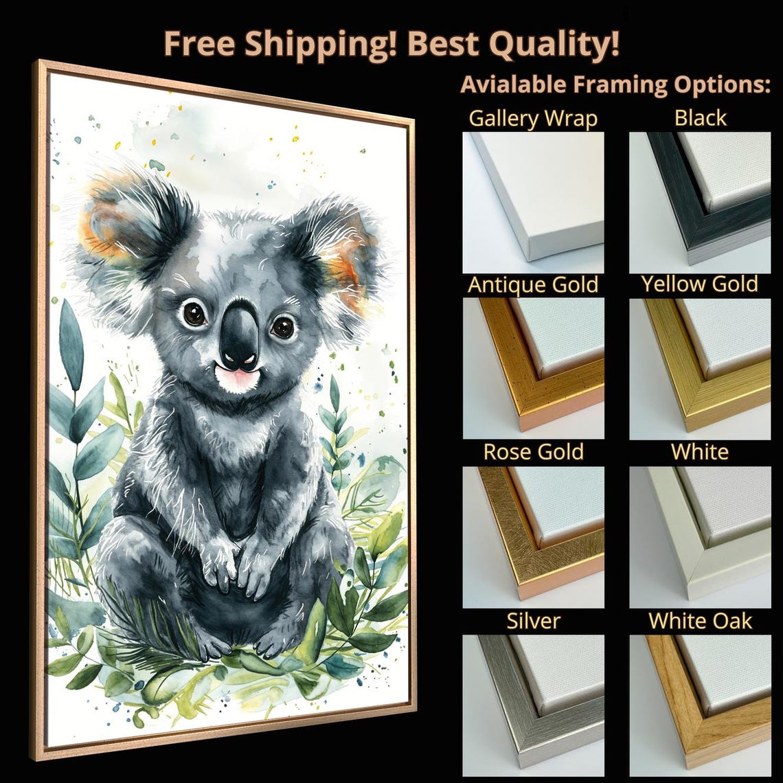 Cute Baby Koala Watercolor Eucalyptus Nursery Australian Art Poster - Image 4