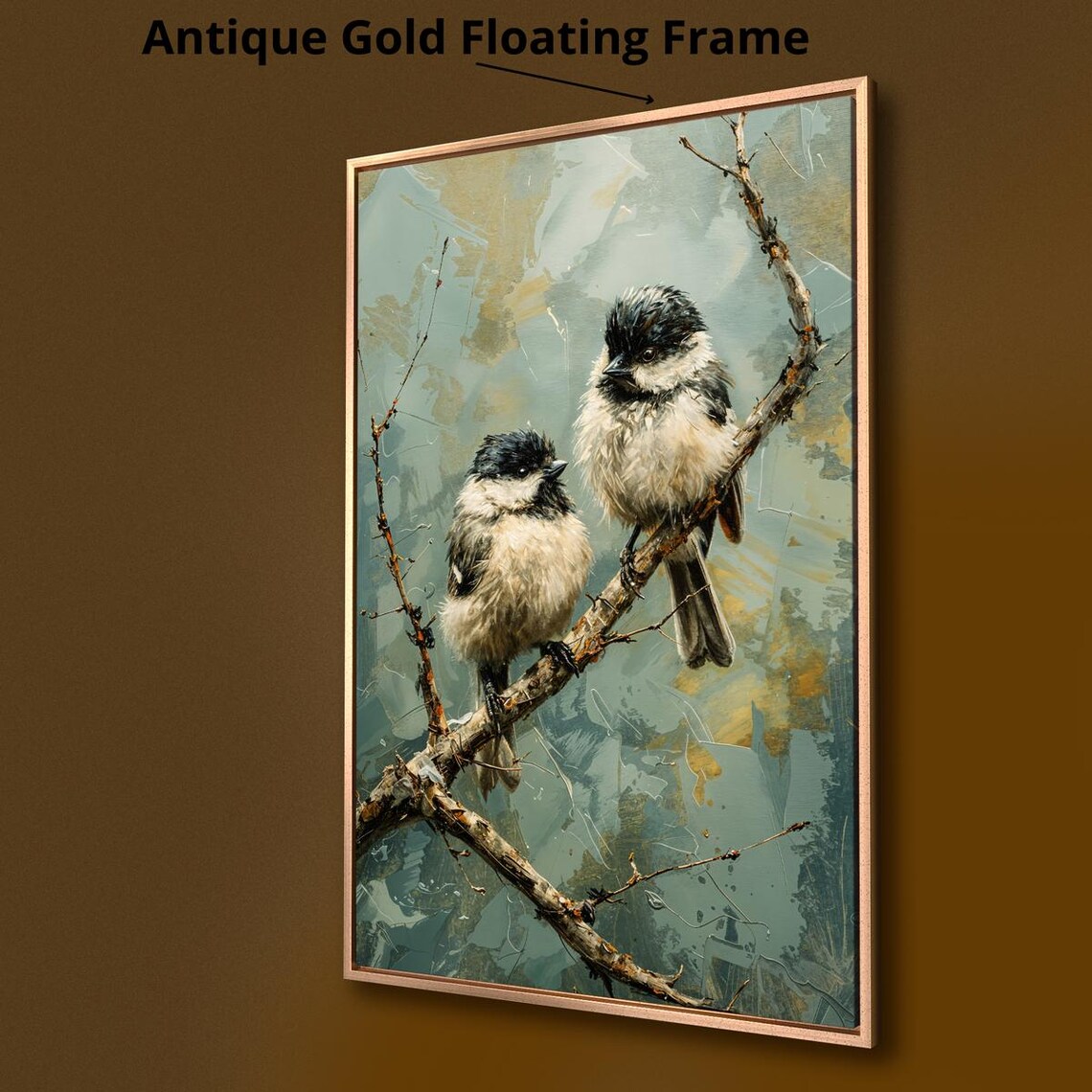 Chickadee Pair on Branch, Winter Nature Poster - Image 3