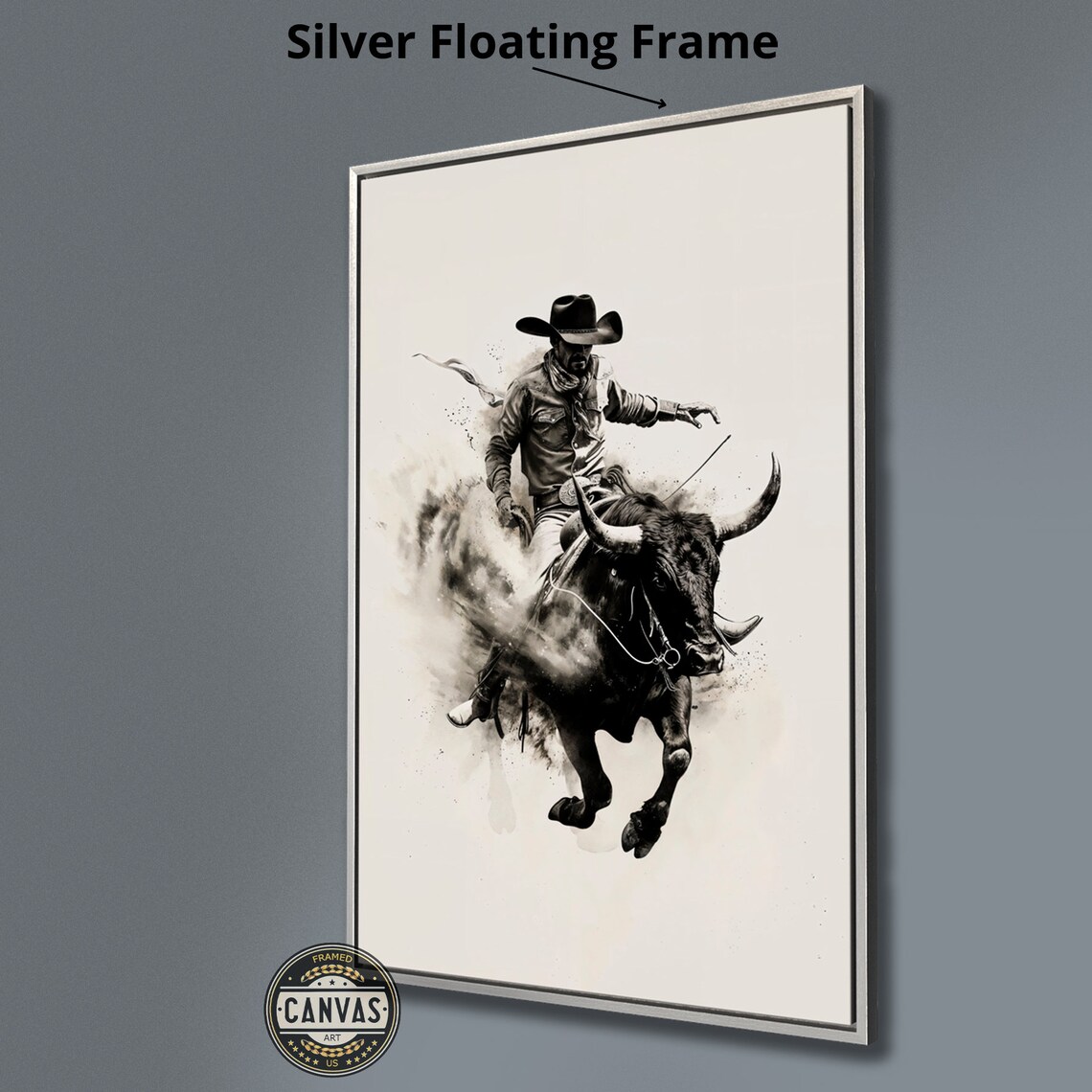 Rodeo Cowboy Bull Riding Western Wall Art Print - Image 2