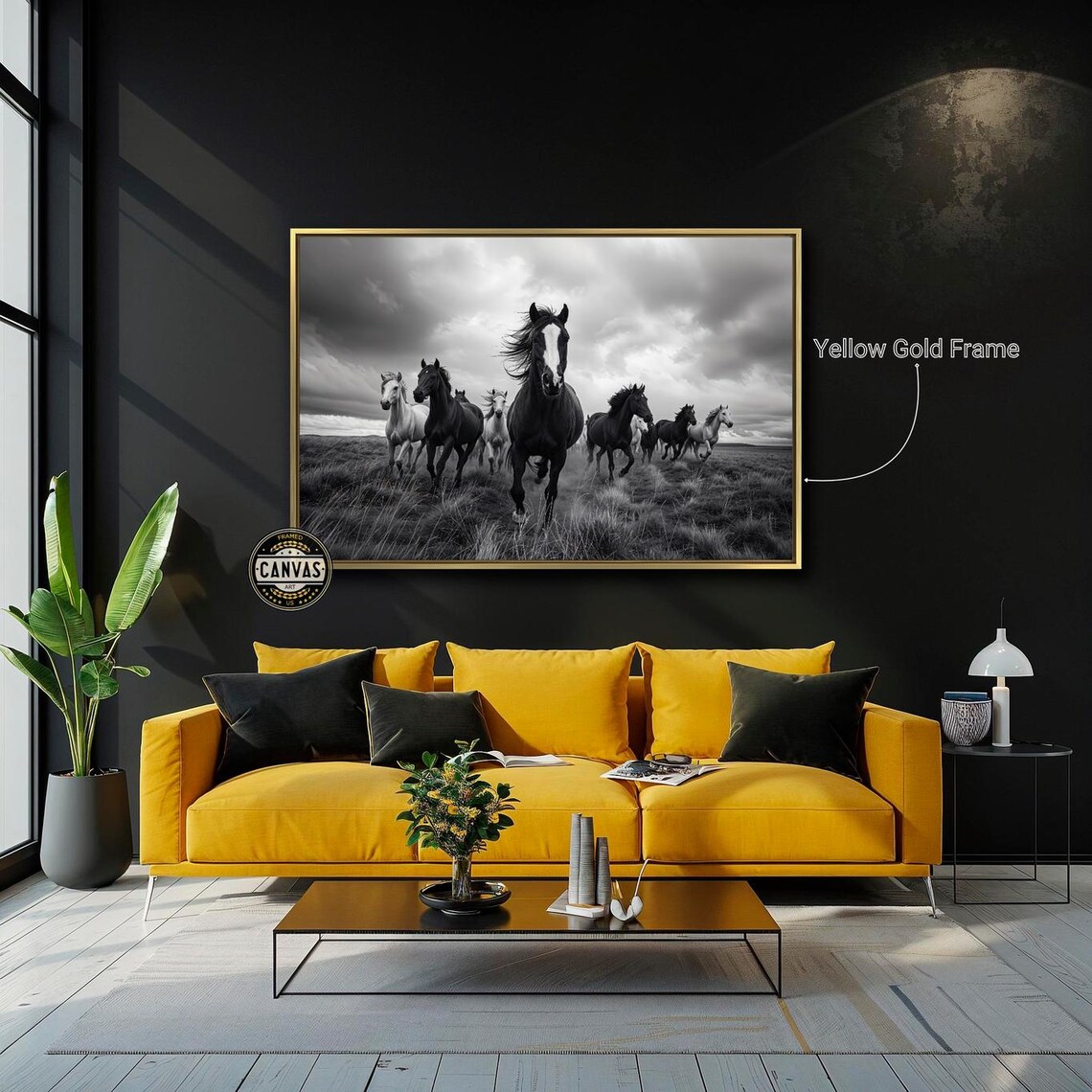 Wild Horses Galloping, Black and White Art Print - Image 5