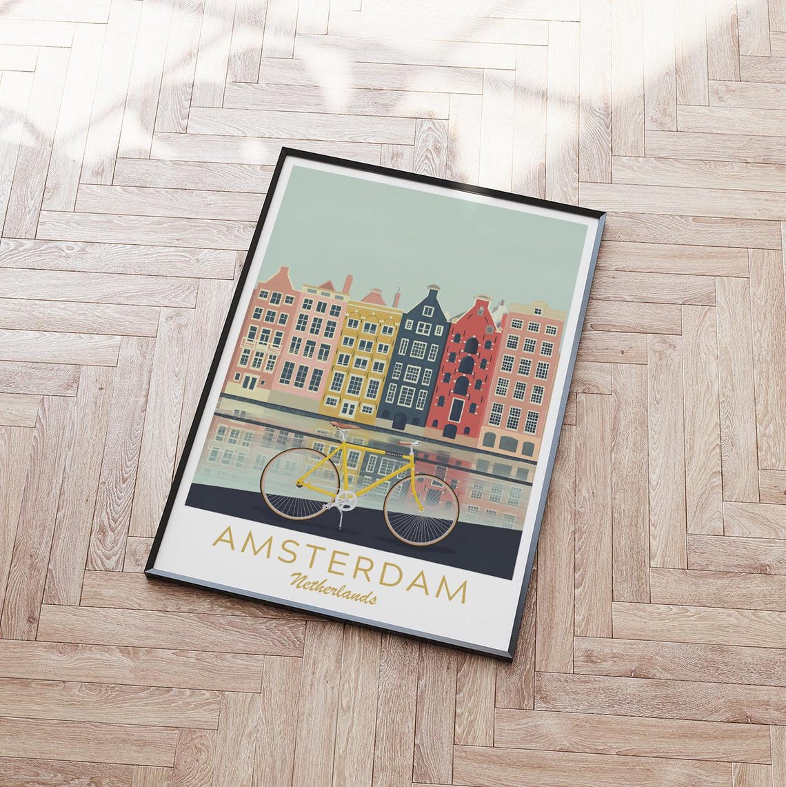 Amsterdam City Illustration Dutch Houses Poster Holland Travel Print Holland Poster Vintage Travel Art Amsterdam Holiday Birthday Gift - Image 3