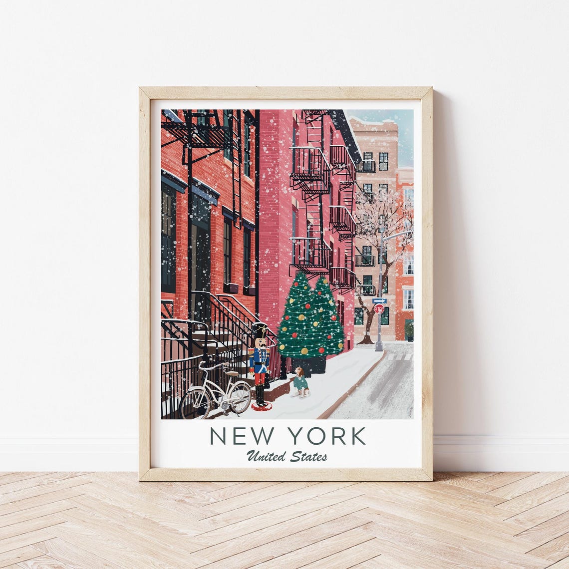 Christmasthe Village Ny Poster New York Poster The Village Poster New York Illustration New York Art Print Greenwhich Village New York - Image 2