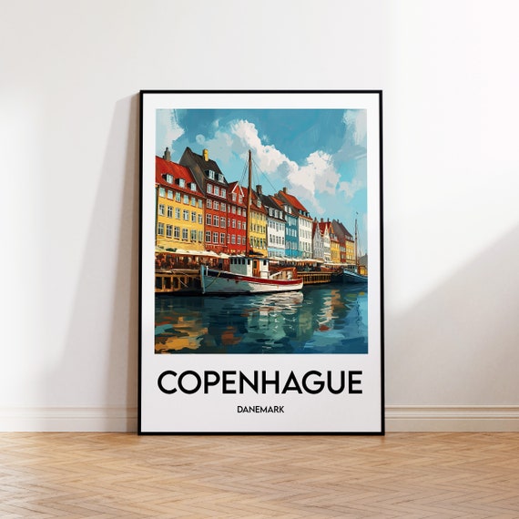 Copenhagen Travel Poster Art Print Illustration Gift Vintage Denmark