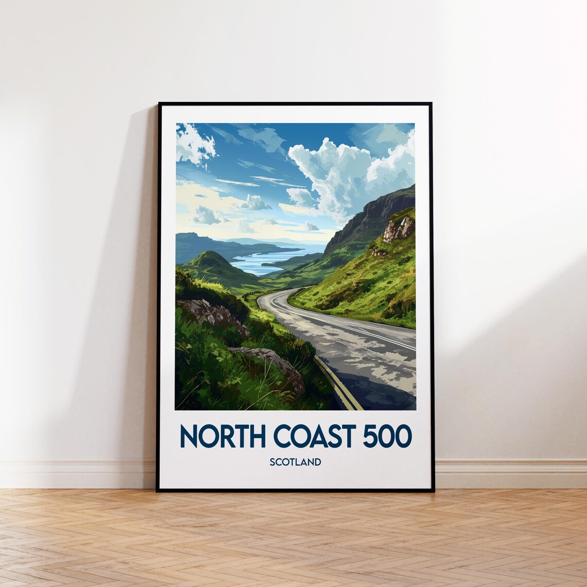 North Coast 500 Scotland Highland Road Coastal Drive Travel Poster