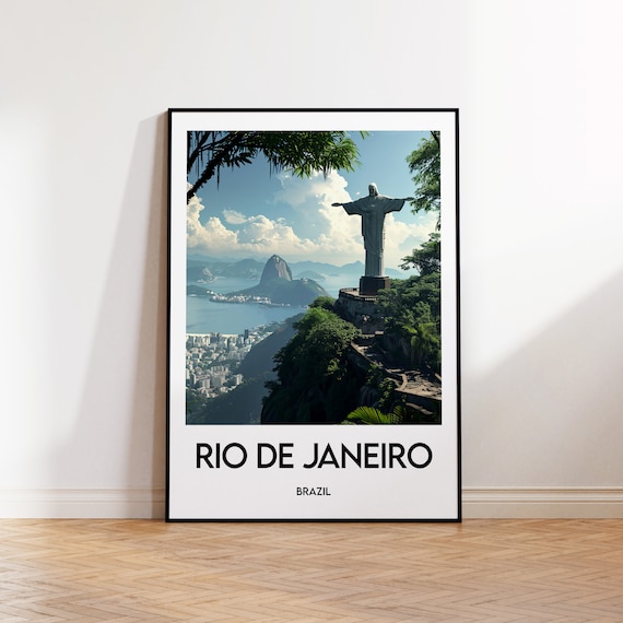 Rio de Janeiro Brazil Christ the Redeemer Statue View Travel Poster