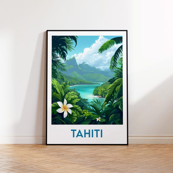 Tahiti Travel Poster Art Print, French Polynesia