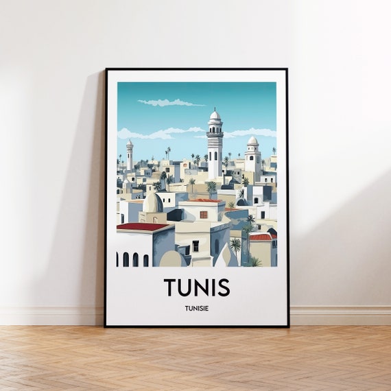 Tunis Poster Print Illustration Tunisia Gift Vintage Travel