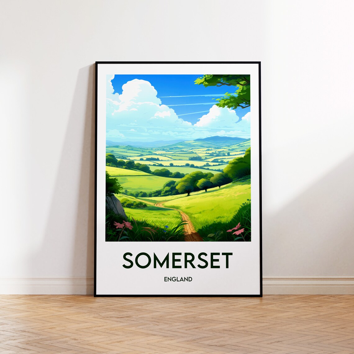 Somerset Travel Poster Print, England Wall Art