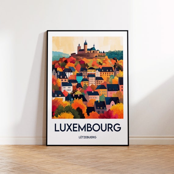 Luxemburg Poster Luxembourg Art Print Illustration Ltzebuerg Gift Vintage Travel City