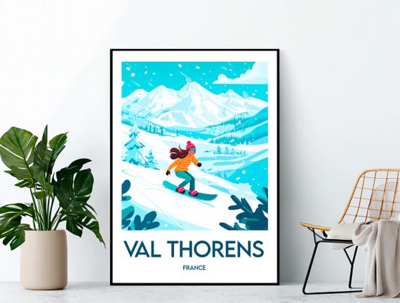 Val Thorens Poster Ski Art Print Resort Travel France Gift Station