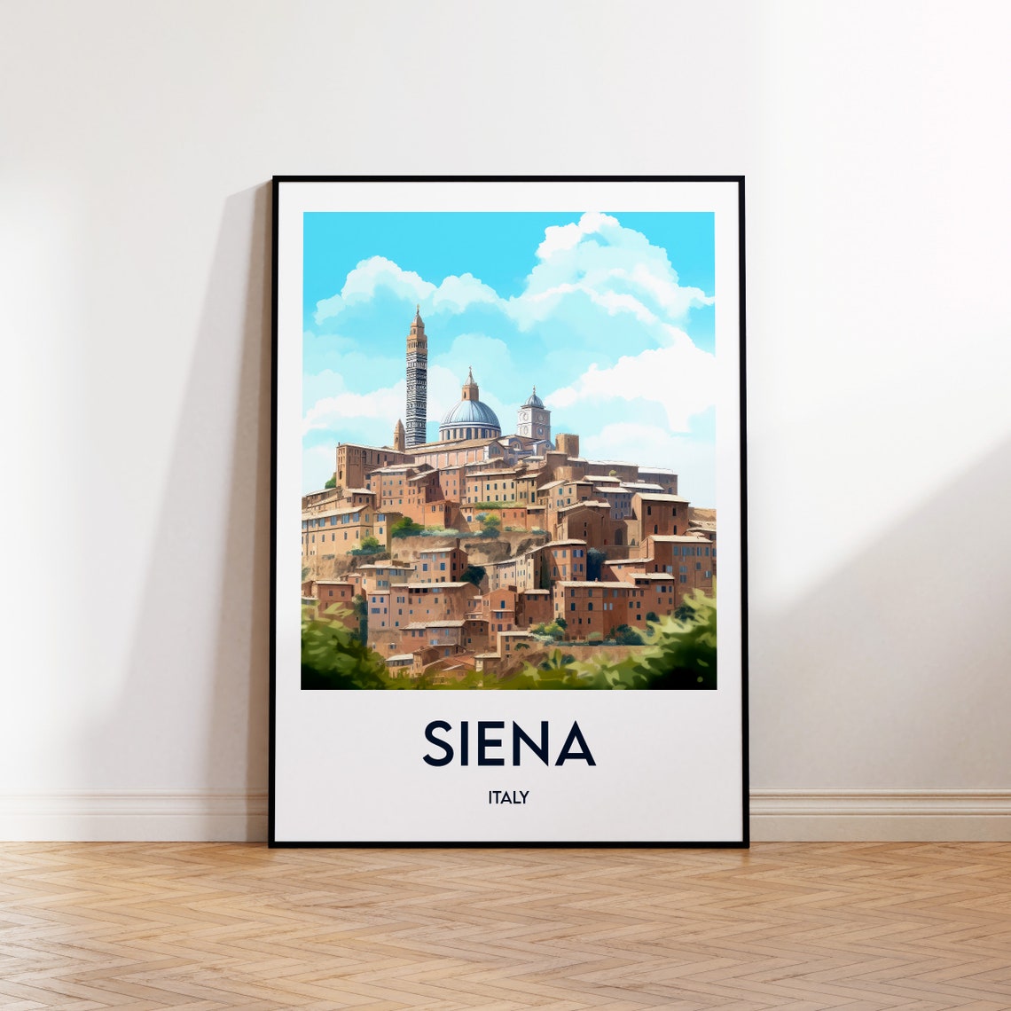 Siena Italy Old Hilltop Medieval Town Tuscan Skyline Travel Poster