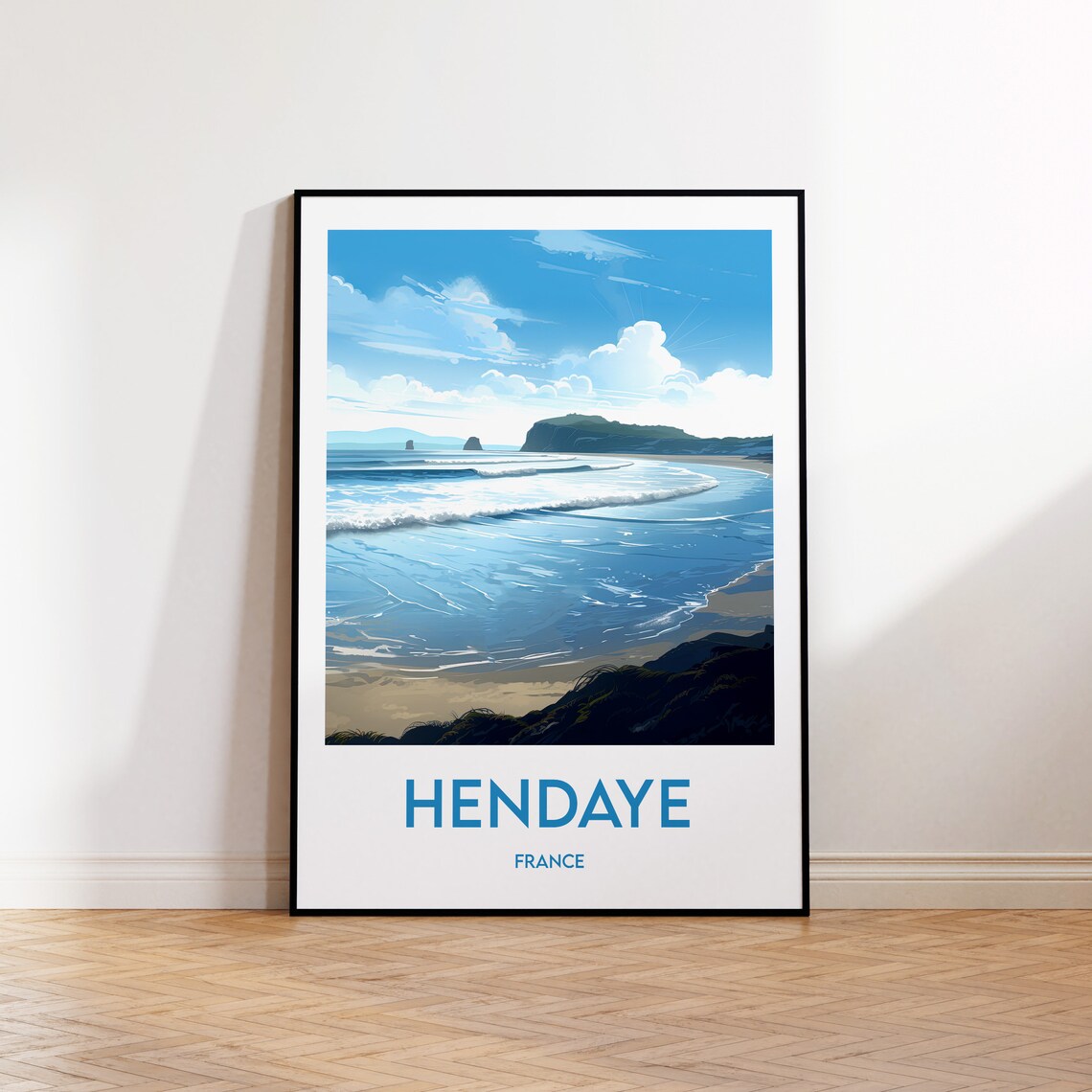 Hendaye Beach Travel Poster, Nouvelle-Aquitaine France