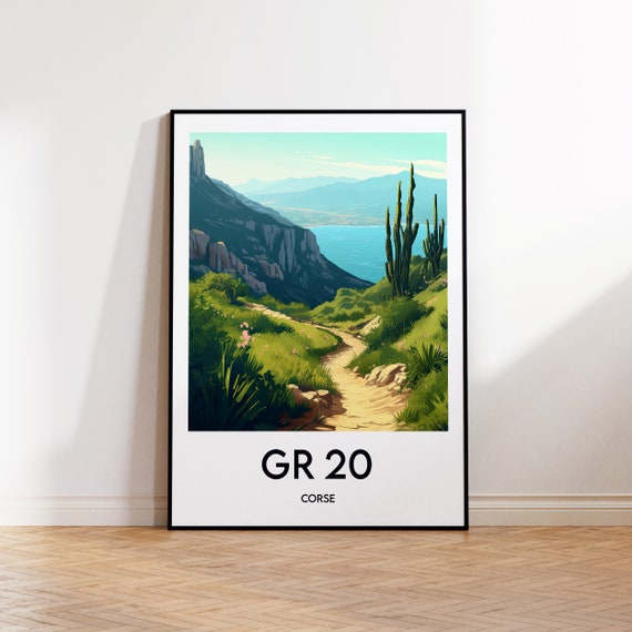 GR20 Vintage Travel Poster, Corsica Hiking Trail