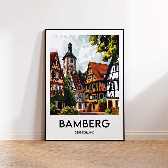 Bamberg Deutschland Half Timbered Old Town Germany Travel Poster