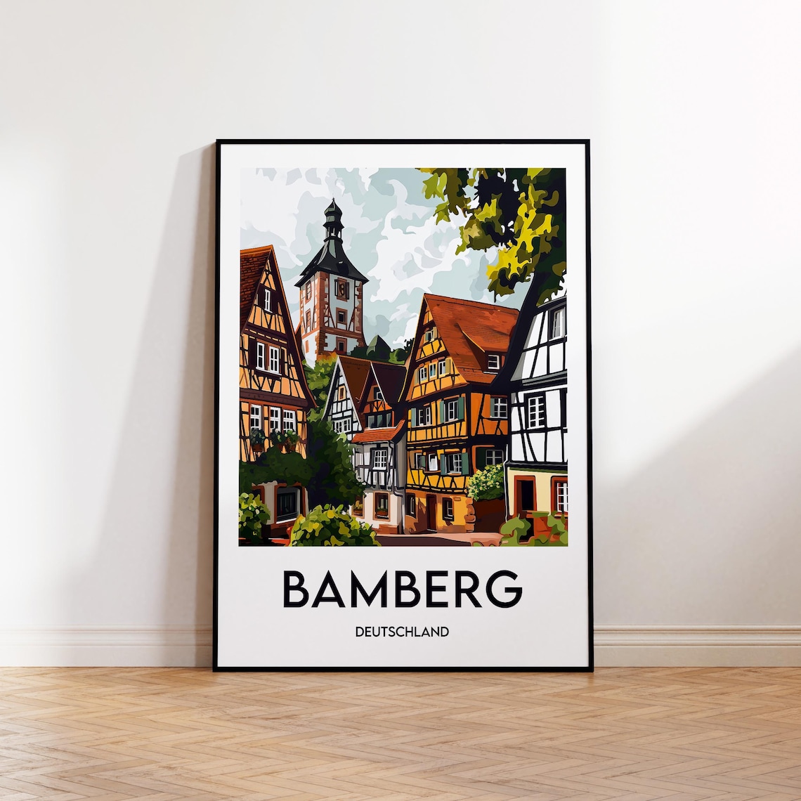 Bamberg Deutschland Half Timbered Old Town Germany Travel Poster