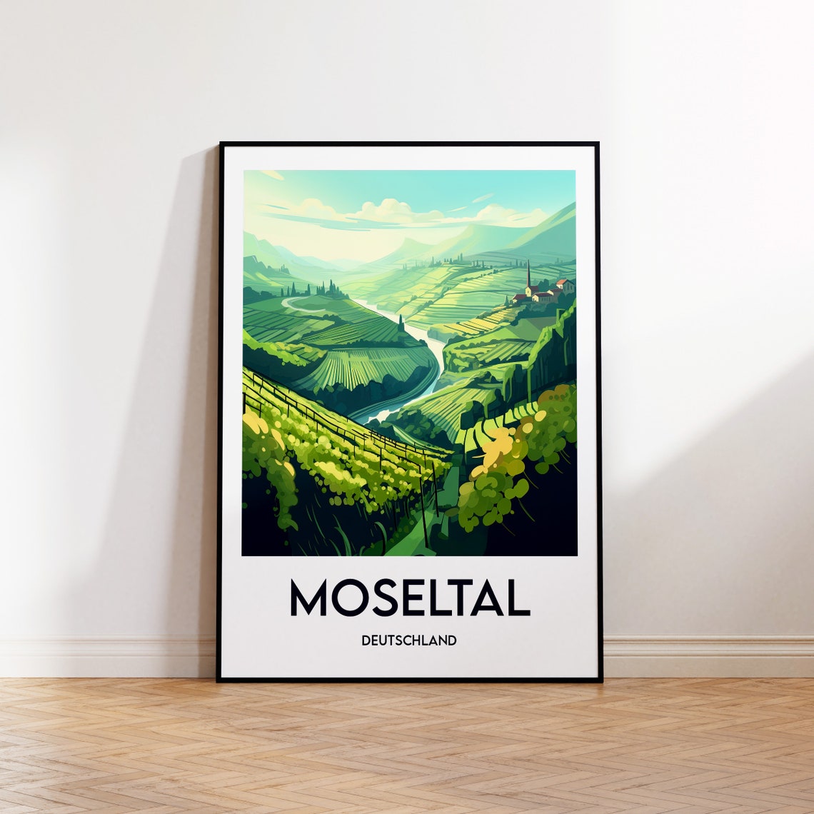 Moseltal Germany Green Vineyards Winding Through a River Valley Poster