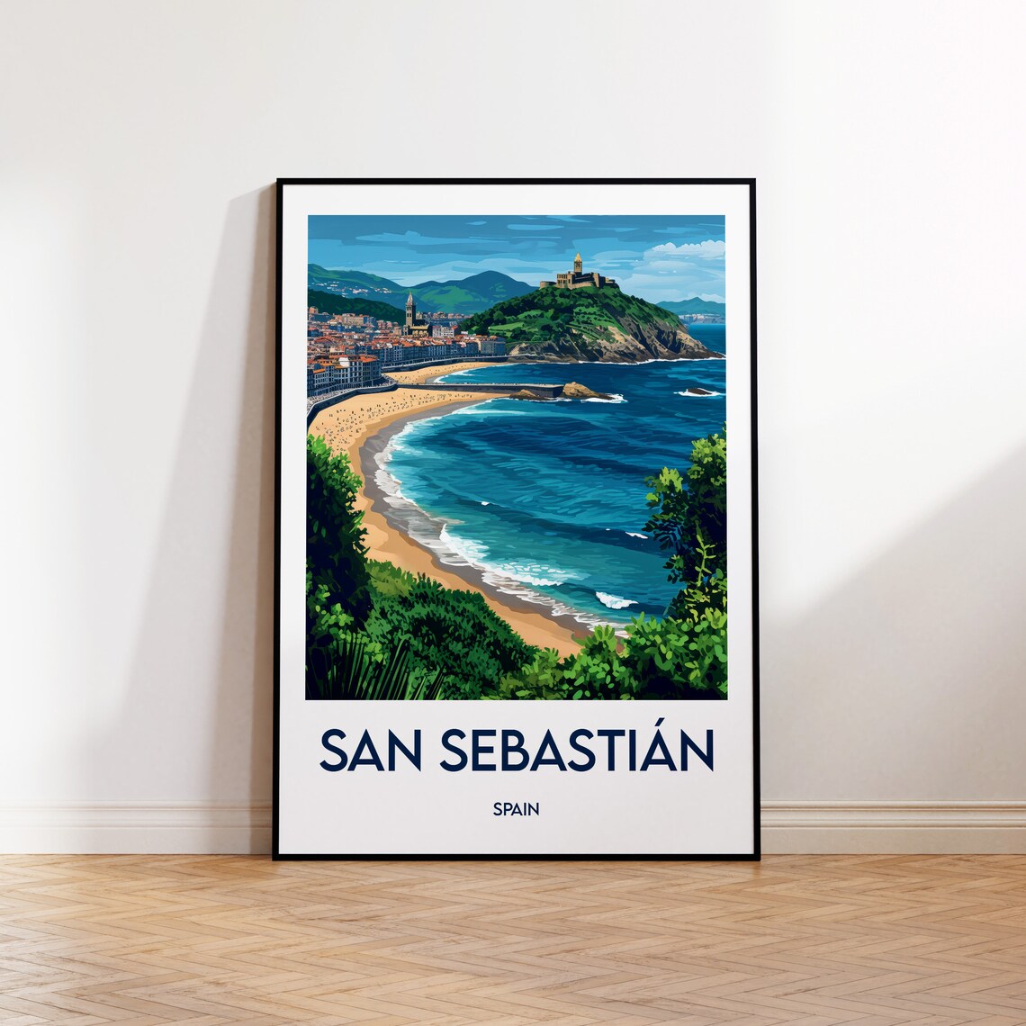 San Sebastin Travel Poster, Retro Donostia Gift