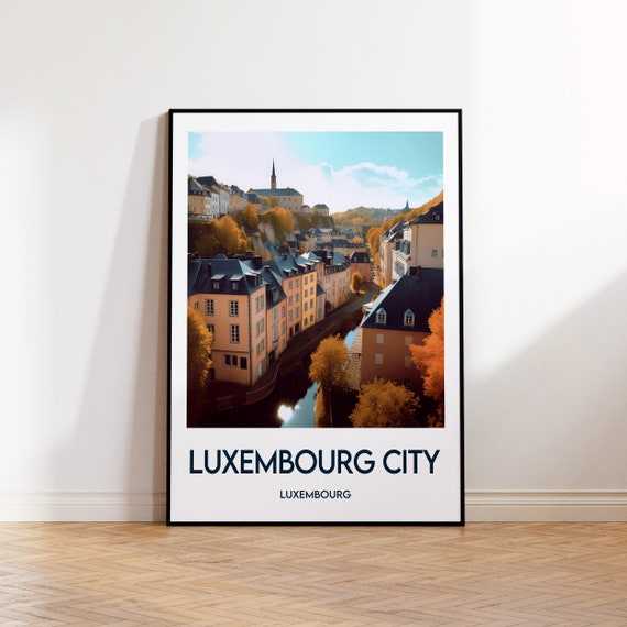 Luxembourg City Poster Print Illustration Vintage Travel