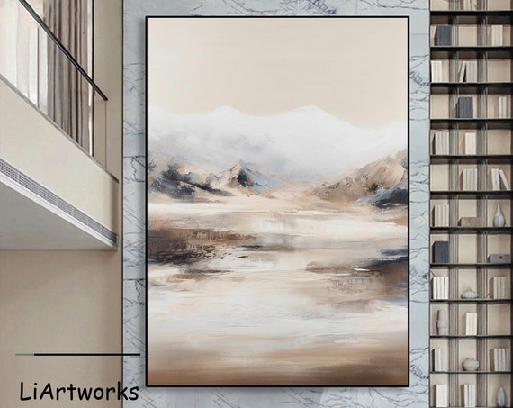 Large Beige Landscape Painting Beige Wabi Sabi Wall Art Beige And Brown Minimalist Wall Art Contemporary Art Beige Brown Wall Decor