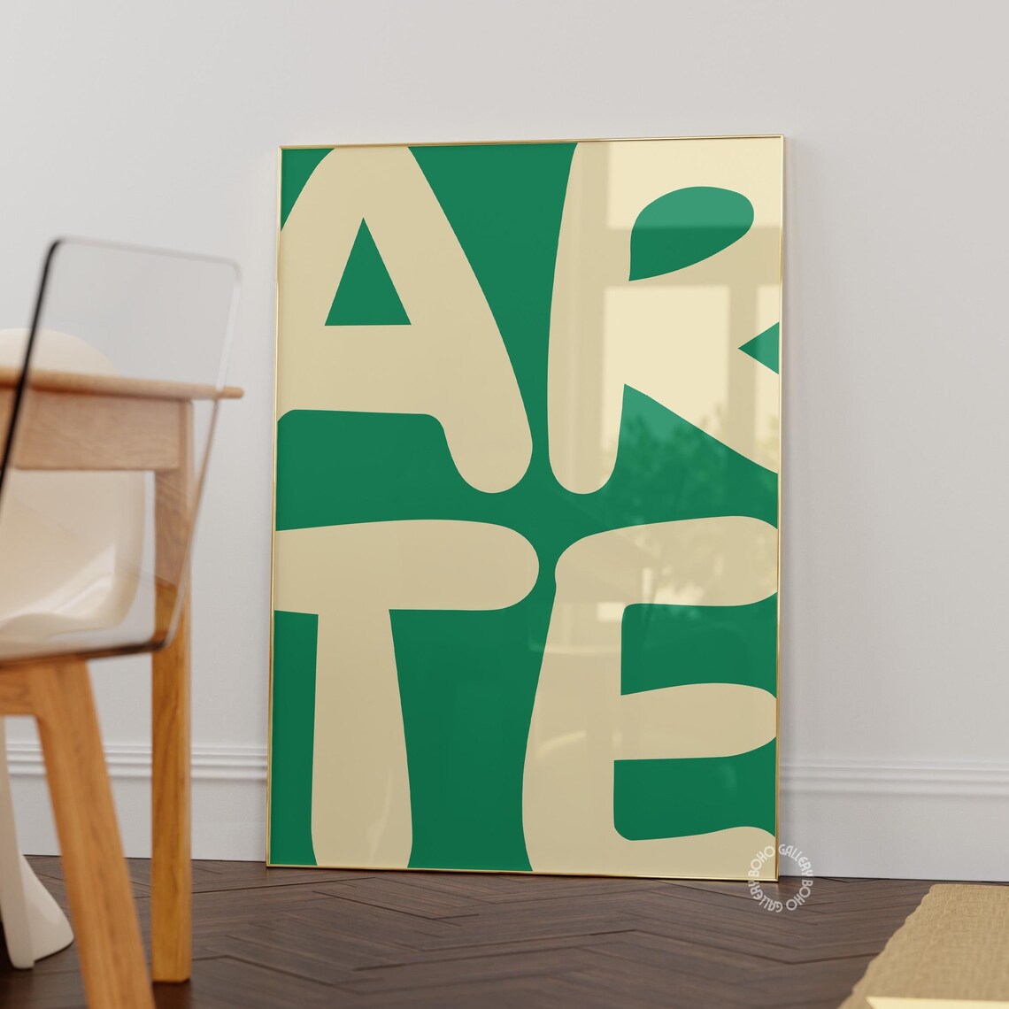 Arte Green Cream Bold Typography Poster Italian Retro Style Decor - Image 3