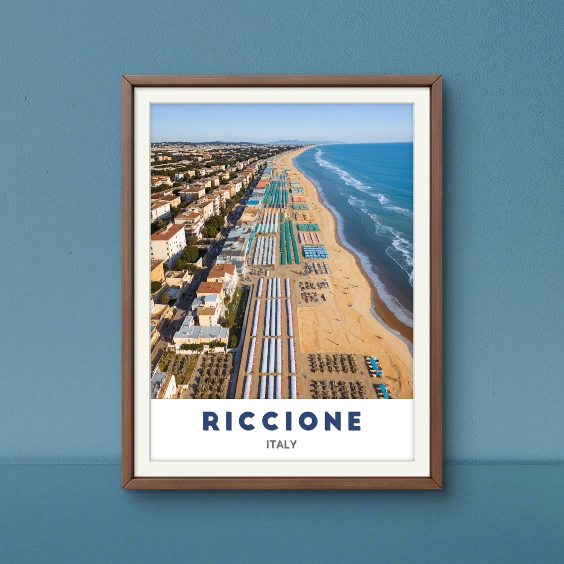 Riccione Italy Beach Aerial Colorful Umbrellas Coastline Travel Poster - Image 2
