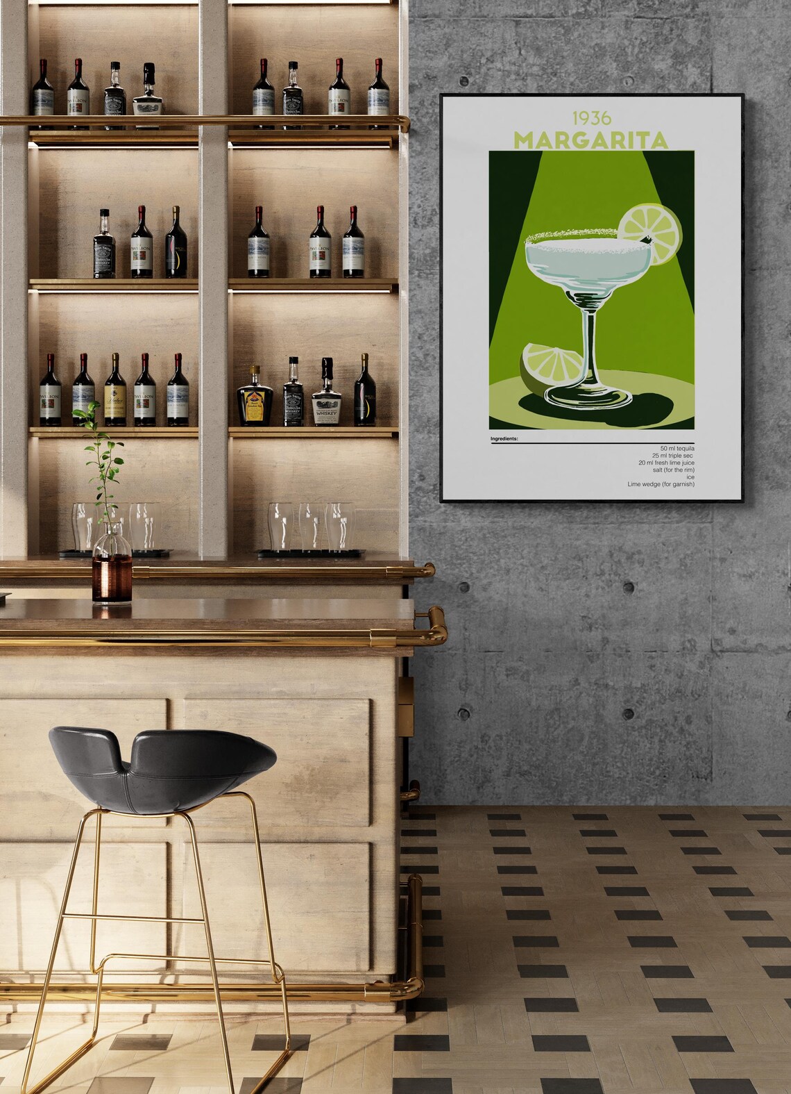 Margarita Vintage Drink Illustration, Bar Decor - Image 3
