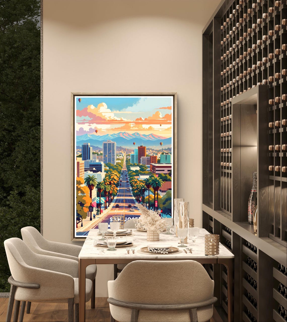 San Jose Poster California City Print Urban Skyline Art Retro Travel Poster Usa Cityscape Wall Art Modern Home Deco - Image 4