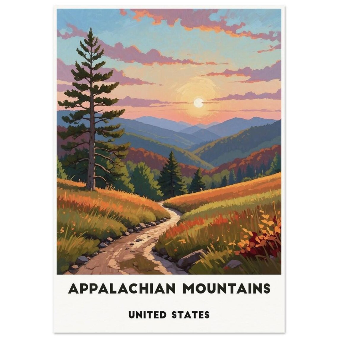 Appalachian Mountains Poster Majestic Mountain Scene With Distant Pines - Image 3