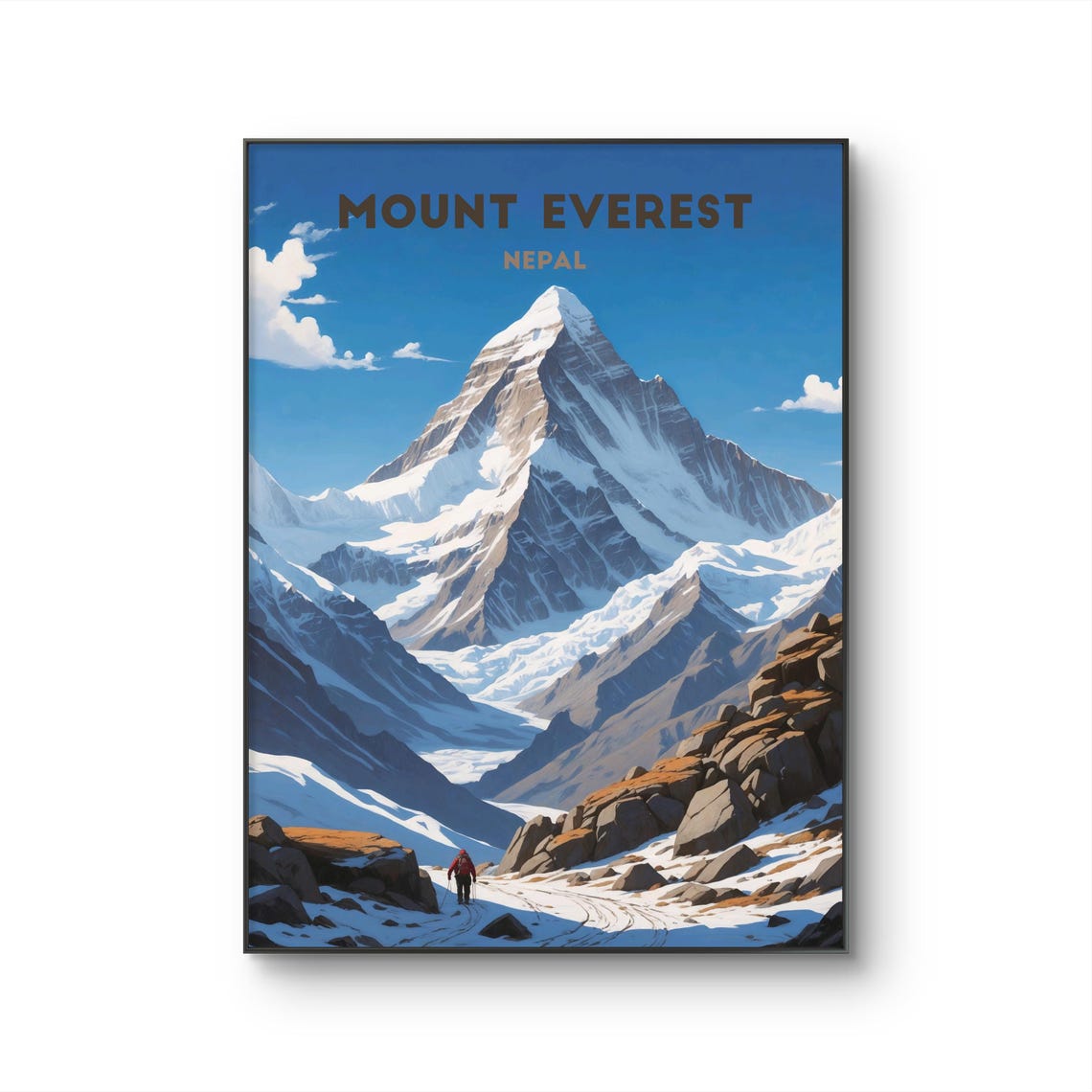 Mount Everest Nepal Majestic Himalayan Snow Peak Travel Poster