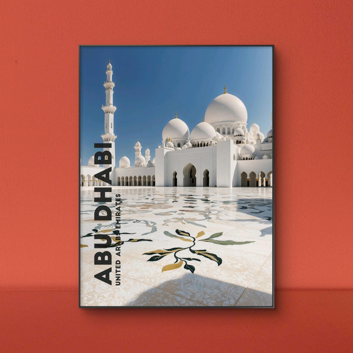 Abu Dhabi Sheikh Zayed Grand Mosque UAE Skyline Travel Poster - Image 2
