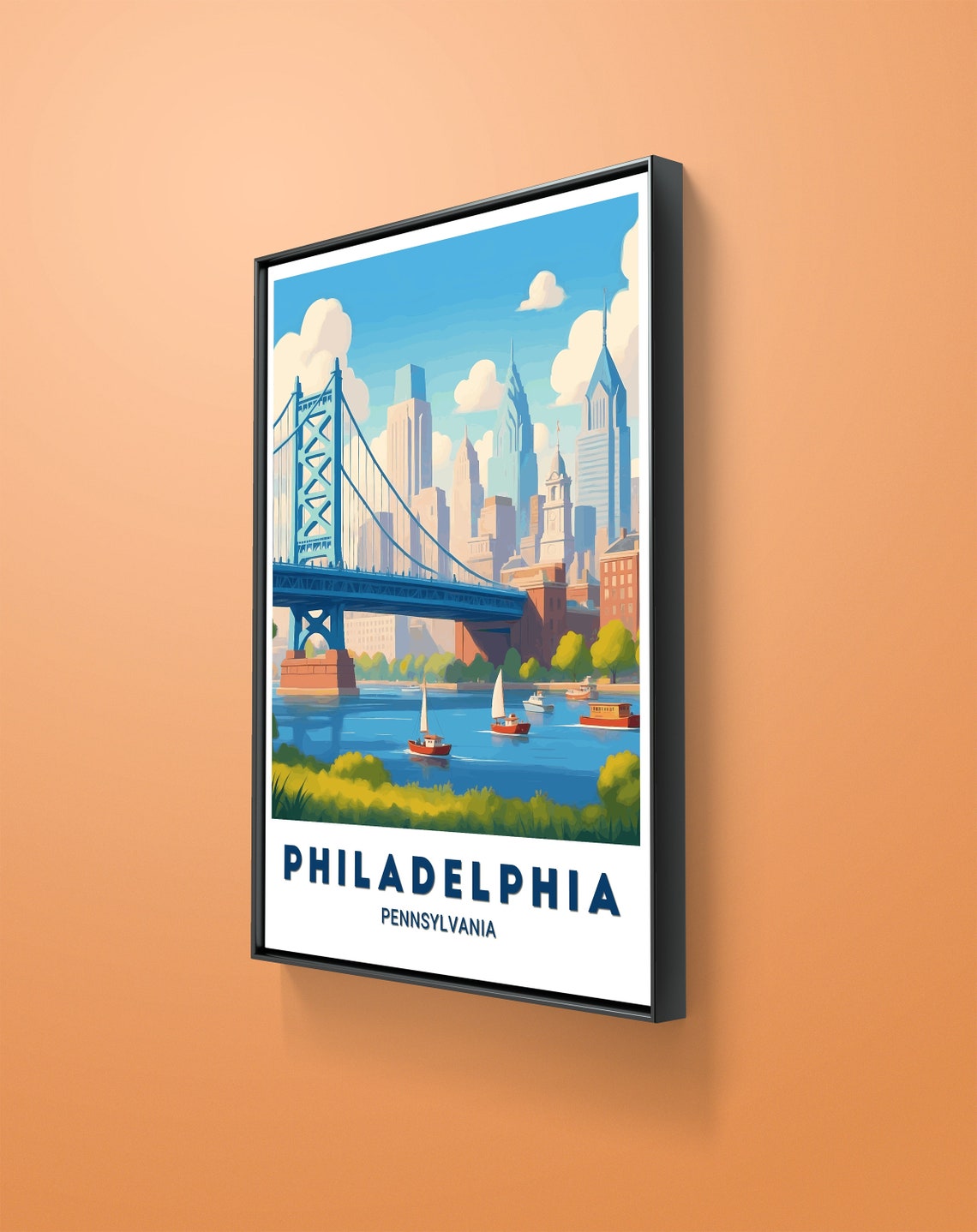 Philadelphia Pennsylvania Benjamin Franklin Bridge River Poster - Image 3