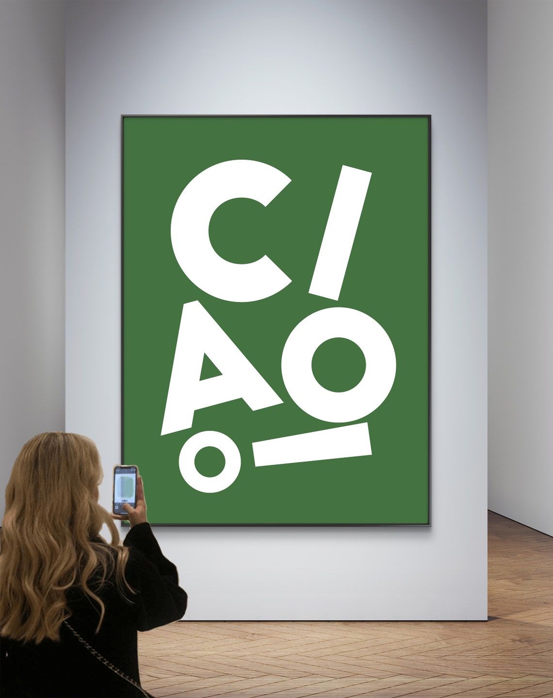 Ciao Playful White Lettering On Green Typographic Greeting Poster