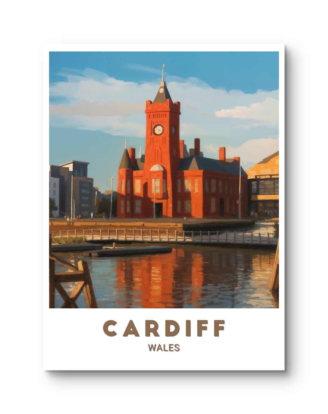 Cardiff Wales Pierhead Building Waterfront Reflection Poster