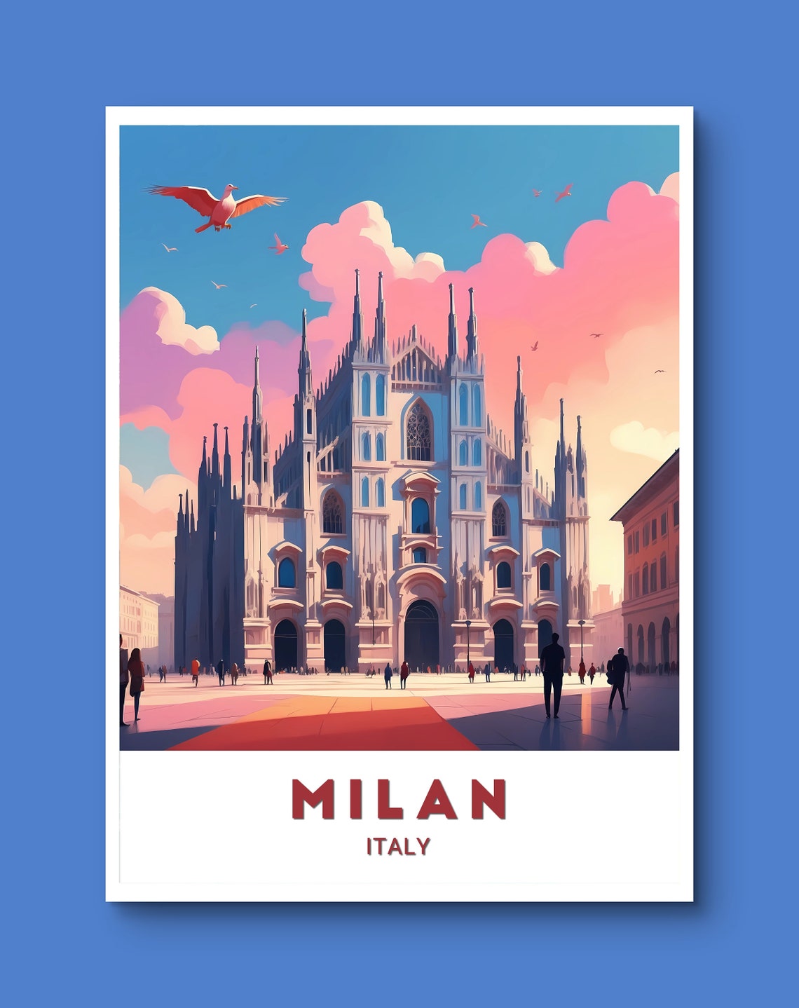 Milan Italy Duomo Cathedral Piazza Colorful Sky Photo Travel Poster - Image 2